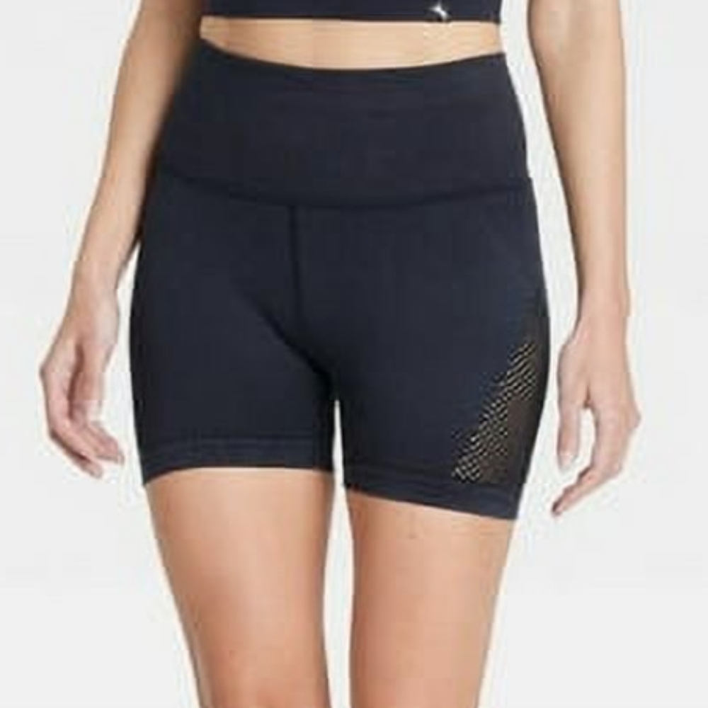 NWT Joylab Seamless Mesh Detail 4-Inch Bike Shorts In Black Onyx Size XXL